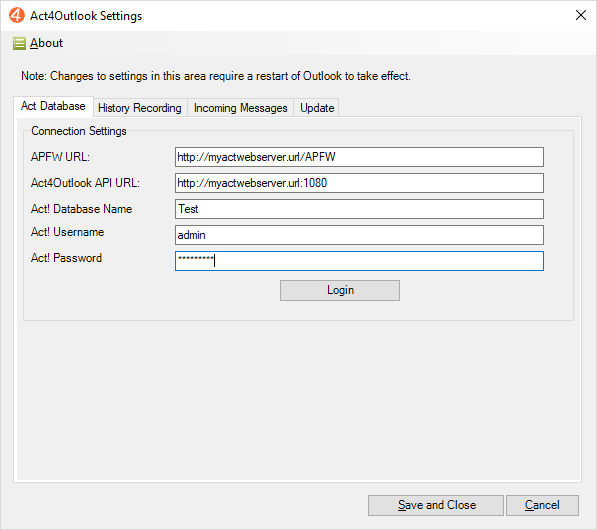 Act4Outlook Configuration4