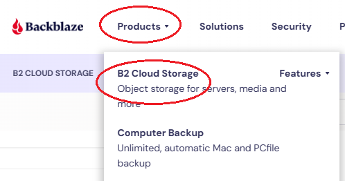 Backblaze B2 Cloud Product line