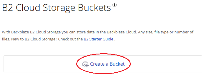 Backblaze create bucket