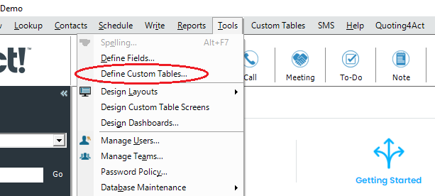 Define Custom Tables