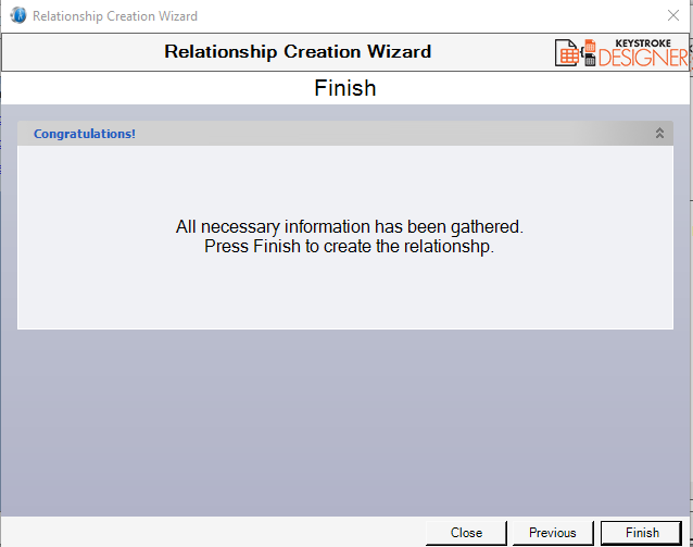 KD Relationship creation finish