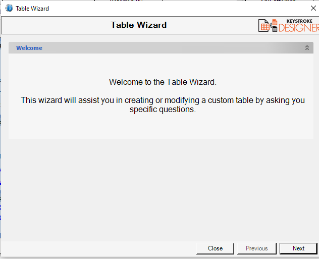 Table Wizard