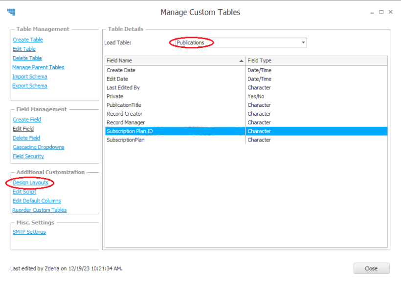 Tables4Act Design Layout