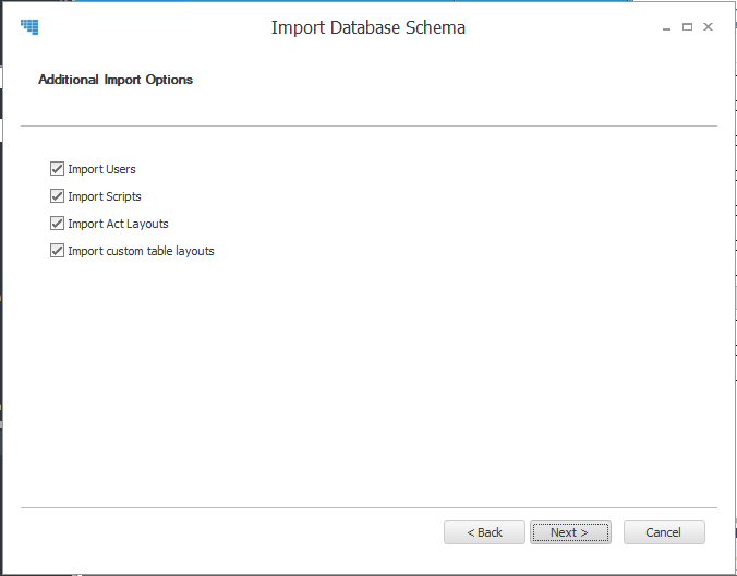 T4A Import Database Schema