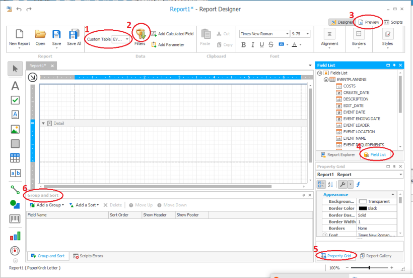 T4A Important Elements of Report Designer