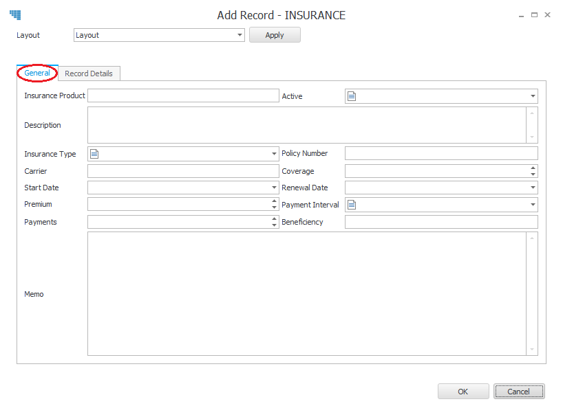 T4A General Tab in Layout from template