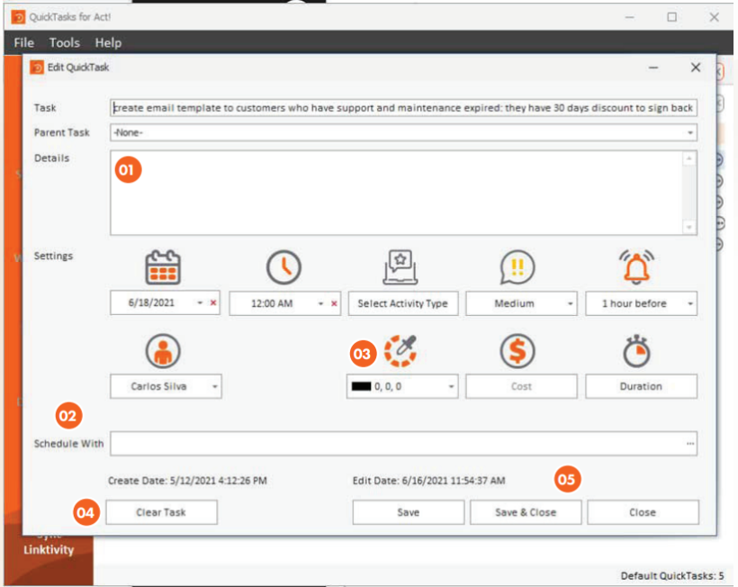 Task fields